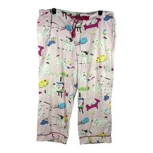 Nick & Nora Pajama Pant Bottoms Pink Artist Cats Womens Size XXL Drawstring Flaw